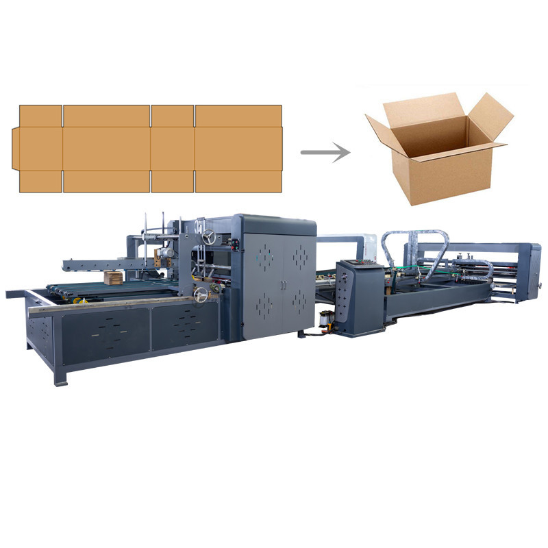 Continuous Auto Stacker Carton Box Folder Gluer Machine With Steel Frame